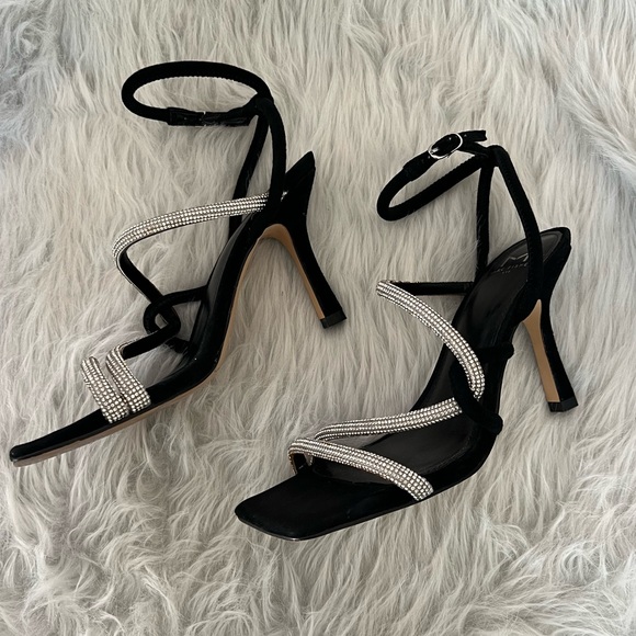 Marc Fisher Debbie Crystal Suede Ankle Strap Sandals - Picture 2 of 9